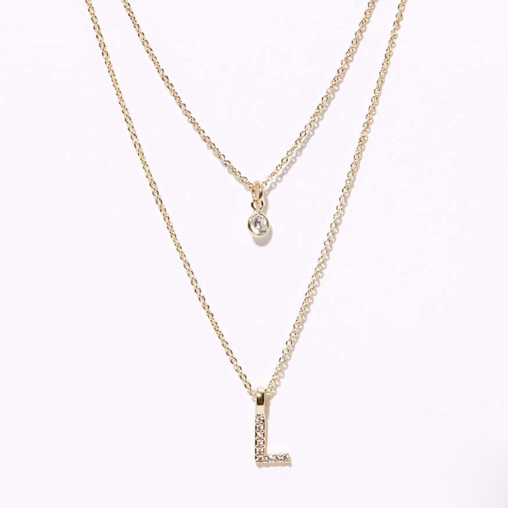 🌿 NWT LOFT L initial gold necklace duo set